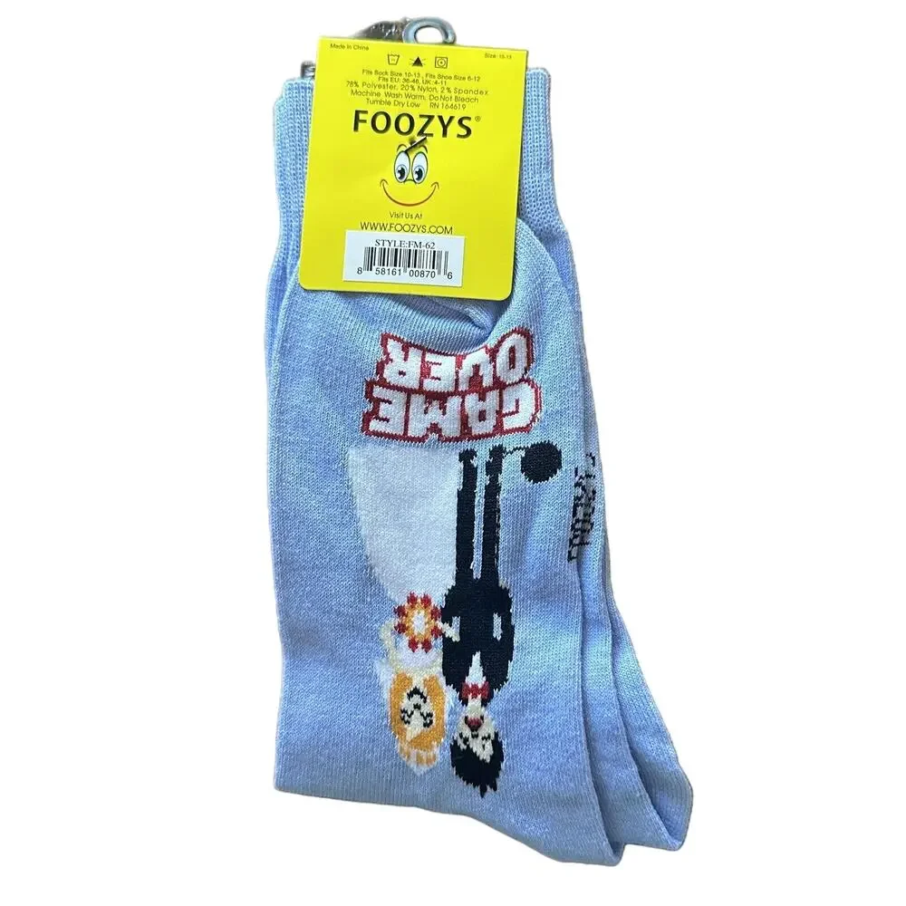 NWT Foozys Blue Graphic Funny Game Over Crew Length Socks Size Men’s One Size